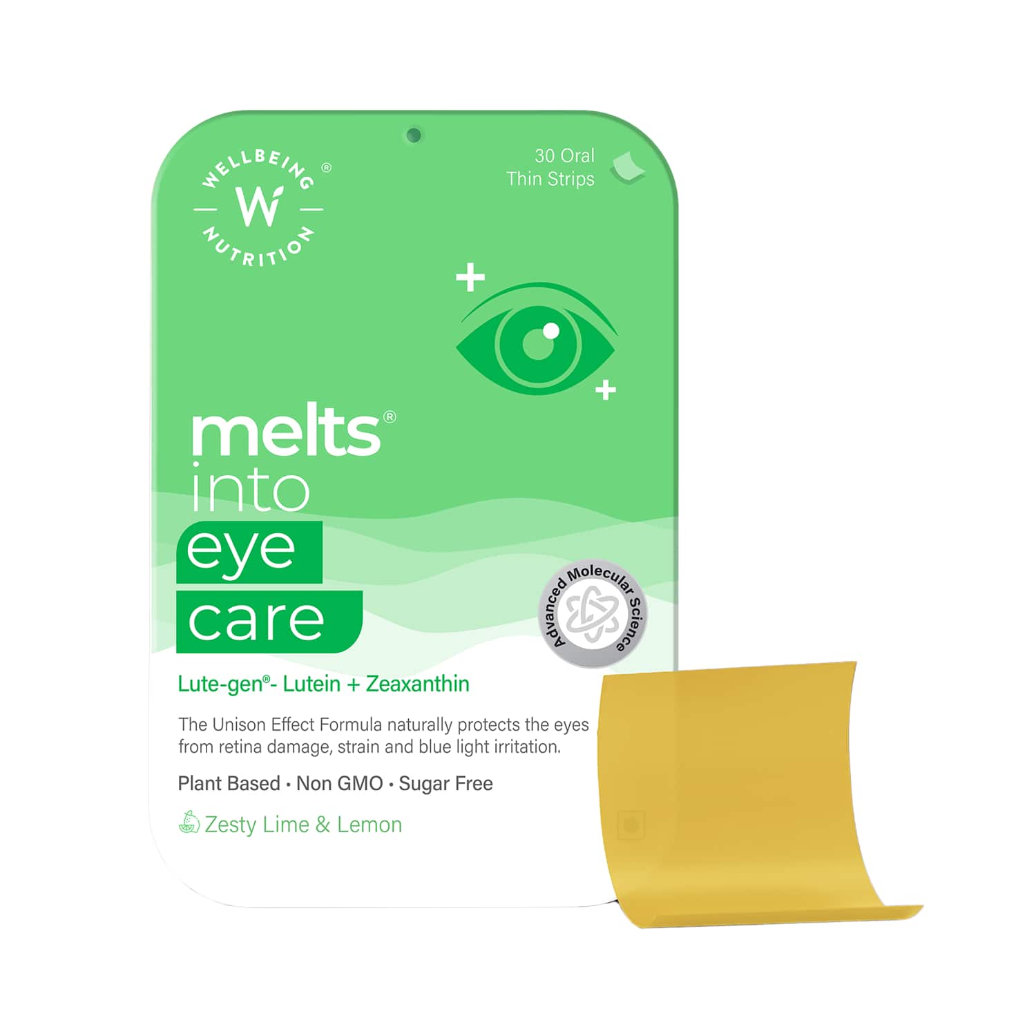 Wellbeing Nutrition | Wellbeing Nutrition Melts Eye Care Lutein 10mg Improves Vision Lemon Flavor Oral Strips (30 Strips)
