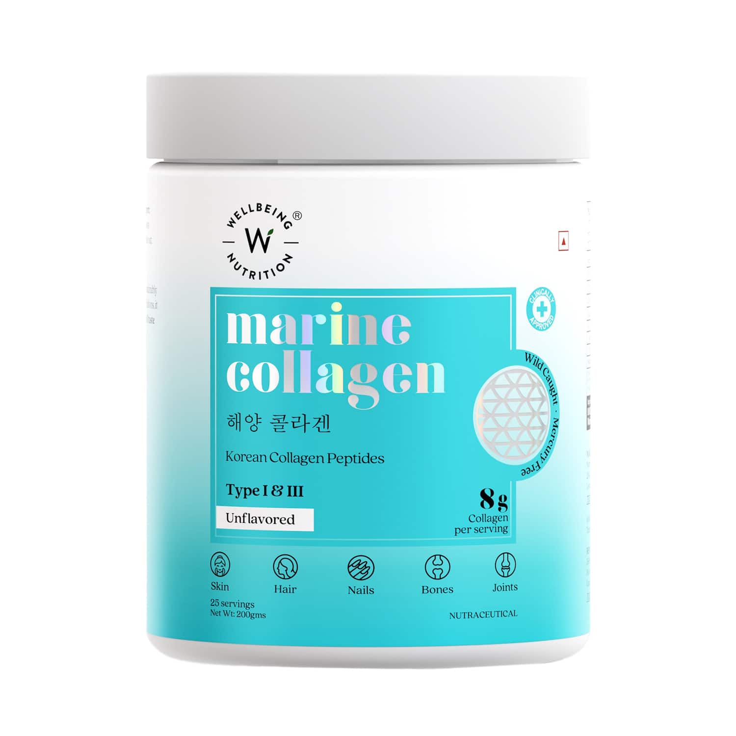 Wellbeing Nutrition | Wellbeing Nutrition Pure Korean Marine Collagen Peptides Fine Lines and Wrinkles Unflavored (200 g)