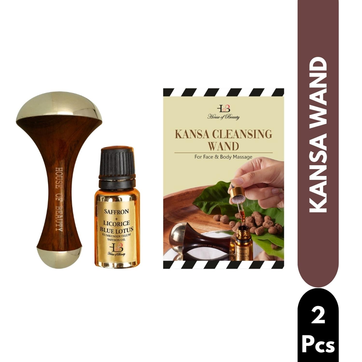 House of Beauty | House of Beauty Kansa Wand Face Massager With Kumkumadi Oil - (2 Pcs)