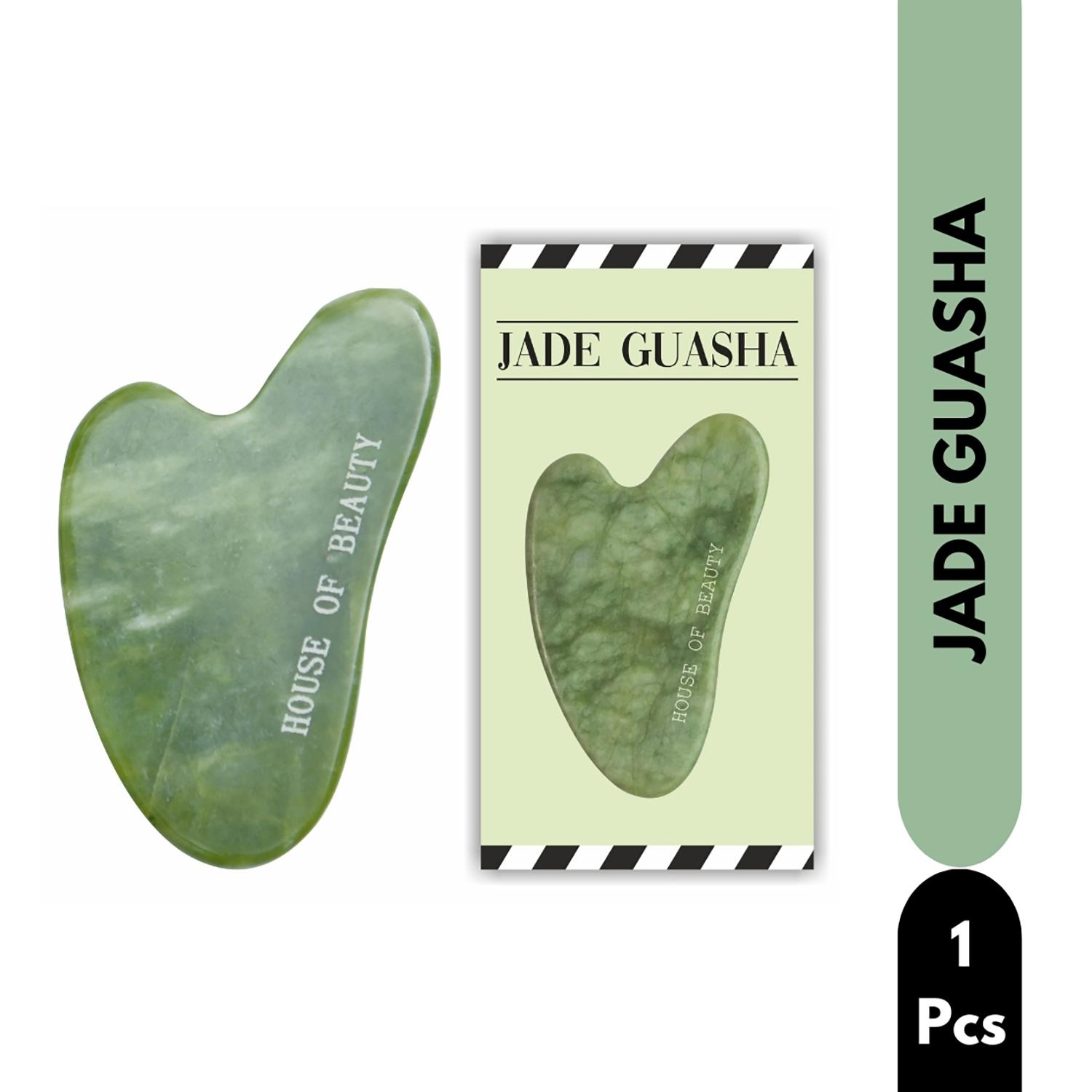 House of Beauty | House of Beauty Jade Guasha Facetool For Double Chin, Sculpting Jawline & Contouring Face (1 Pc)