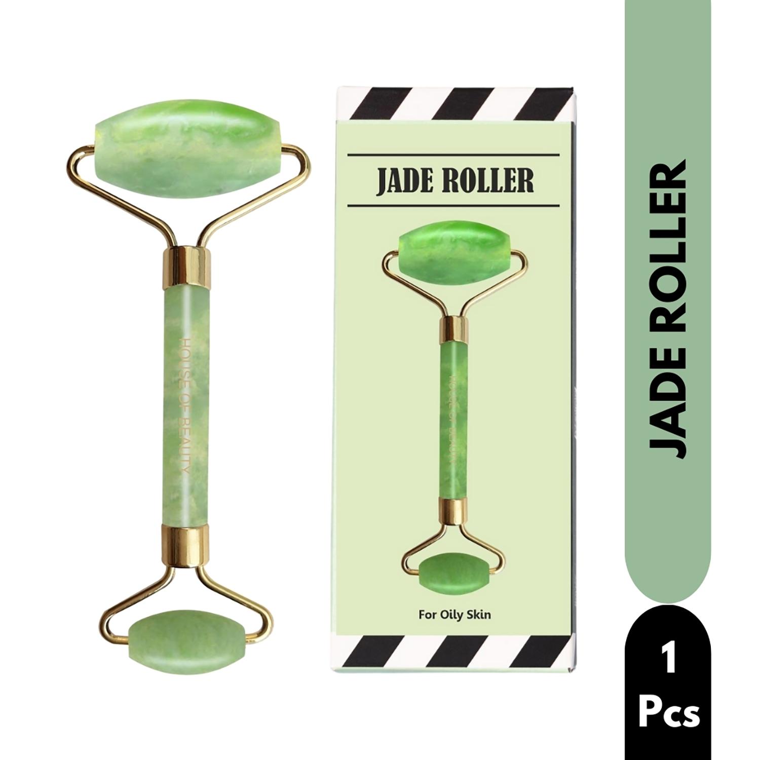 House of Beauty | House of Beauty Jade Roller For Oily Skin Helps Tone, Tighten, Depuff Face & Under Eyes (1 Pc)