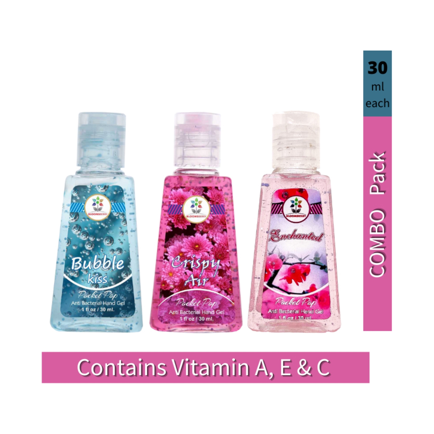 Bloomsberry | Bloomsberry Bubble Kiss + Crispy Air + Enchanted Hand Sanitizer Combo (90 ml)