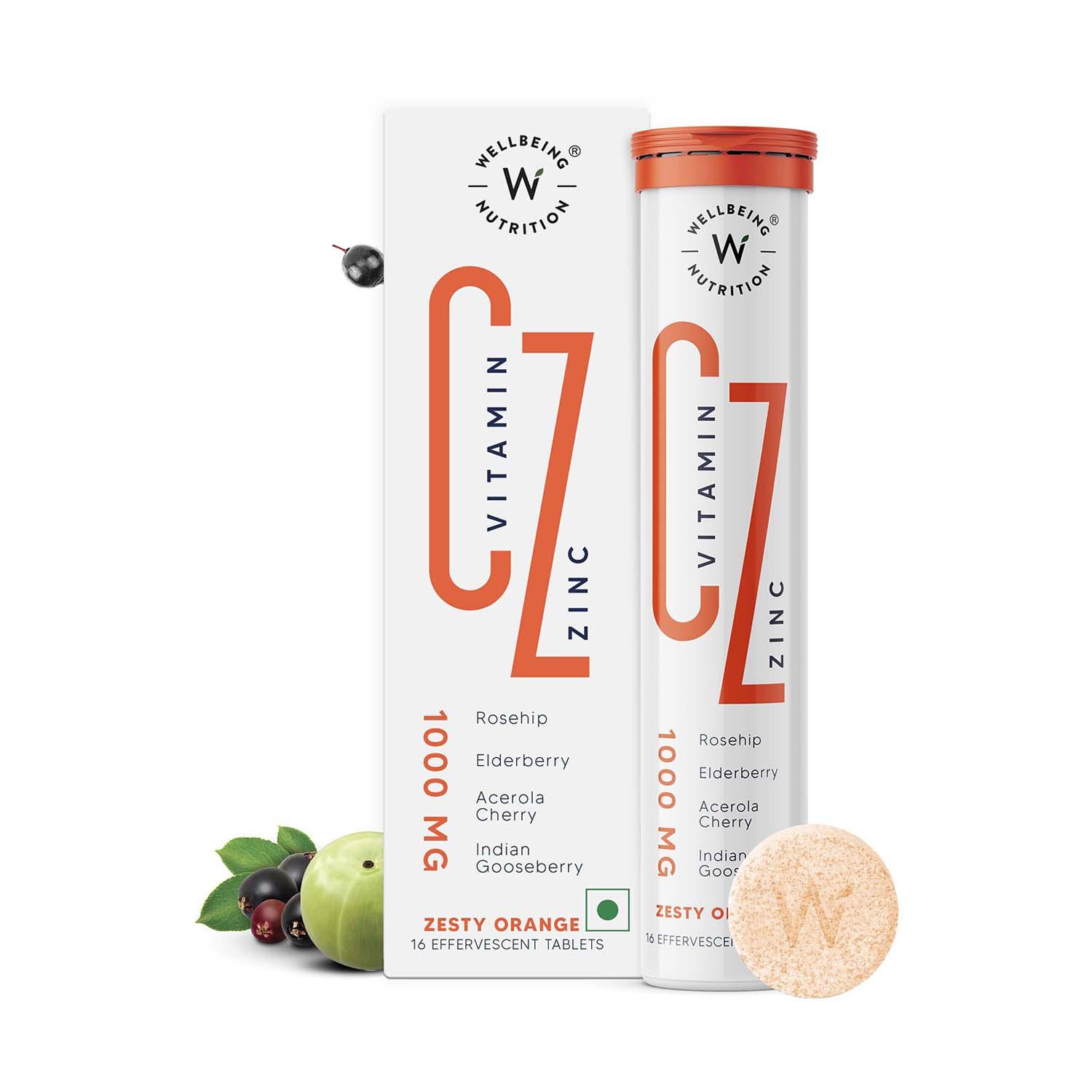 Wellbeing Nutrition | Wellbeing Nutrition Vitamin C + Zinc, Natural and Organic Immunity Booster, 100% RDA, Vitamin C