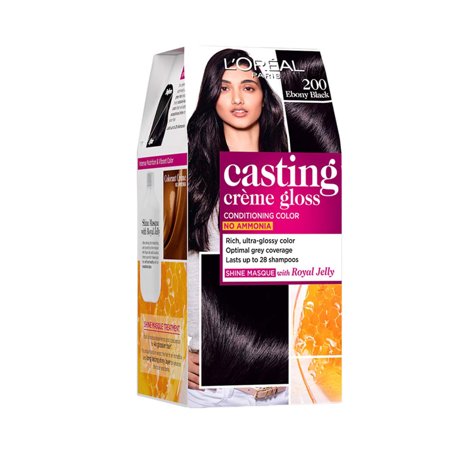 L'Oreal Paris | L'Oreal Paris Casting Creme Gloss Hair Color - 200 Ebony Black (87.5g+72ml)