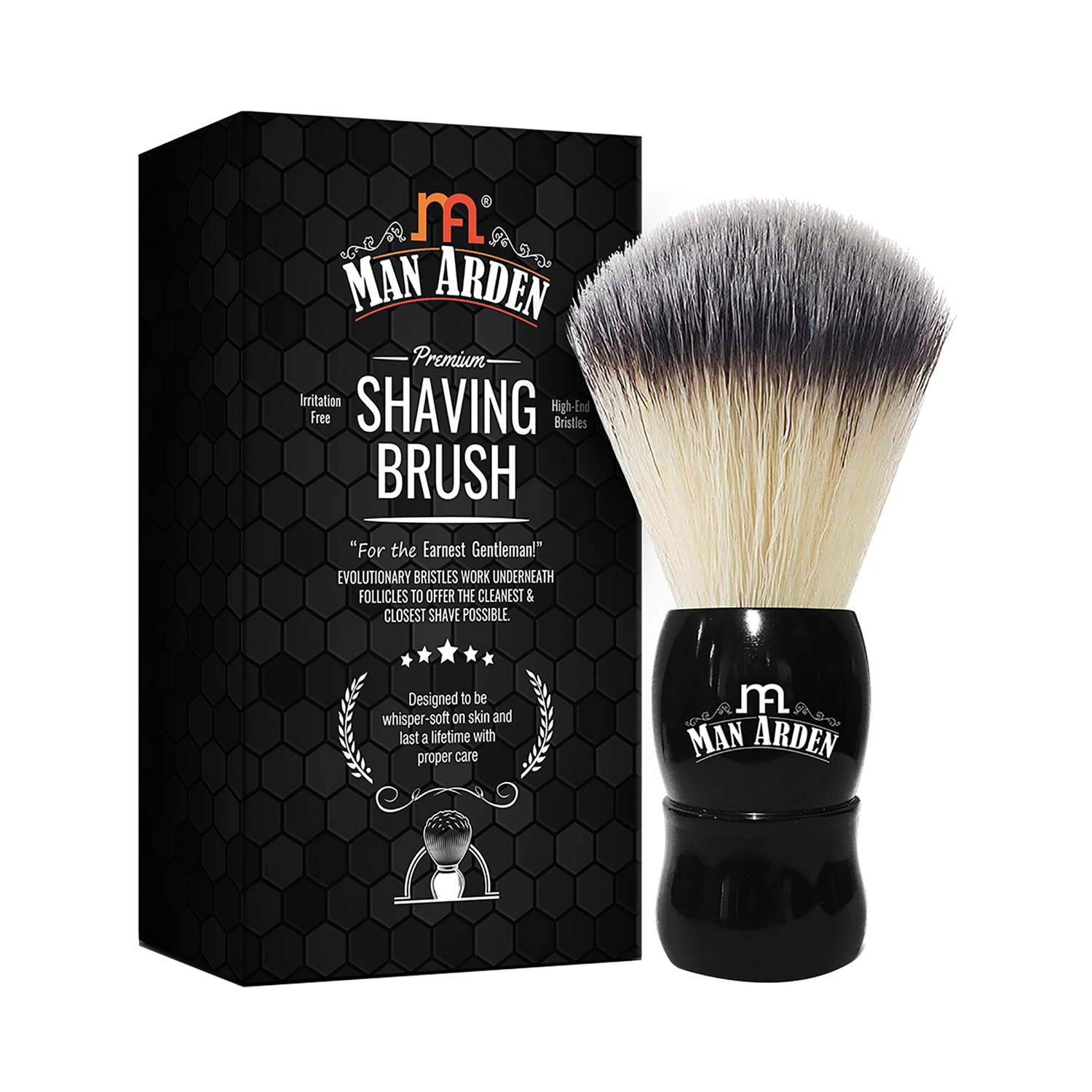Man Arden | Man Arden Elegant Premium Shaving Brush With Ultra Soft & Absorbent Bristles & Long Handle - Black