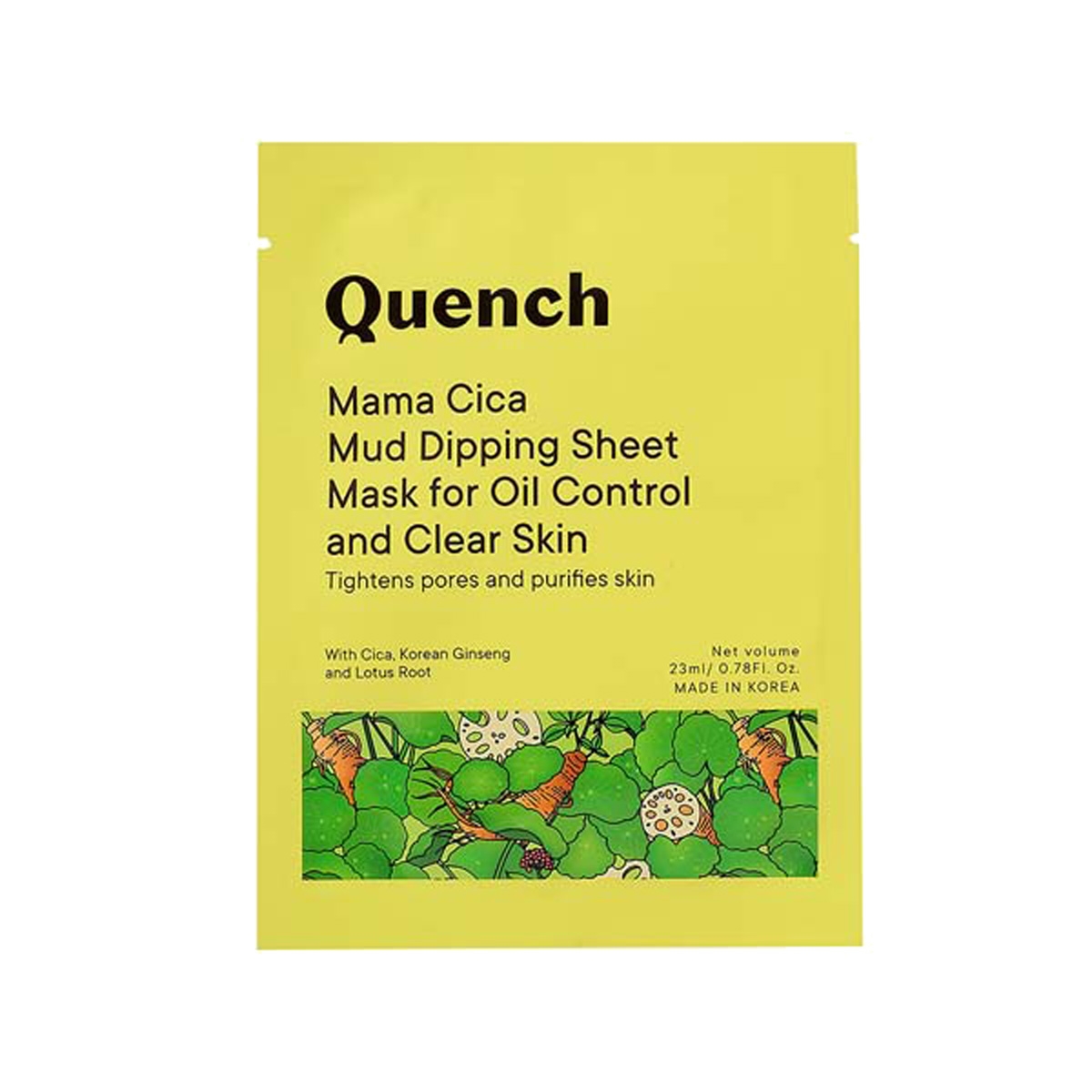Quench Botanics | Quench Botanics Mama Cica Mud Dipping Sheet Mask for Oil Control and Clear Skin (23ml)