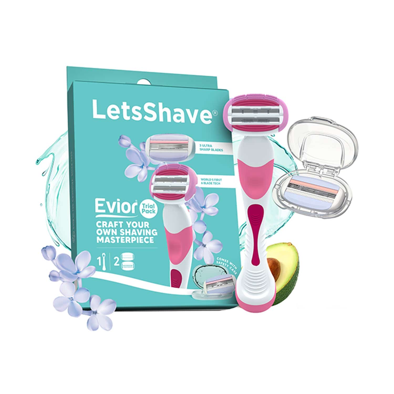 LetsShave | LetsShave Evior Trial Kit for Women with Mid Flex World's First 6 and 3 Blade System Razor