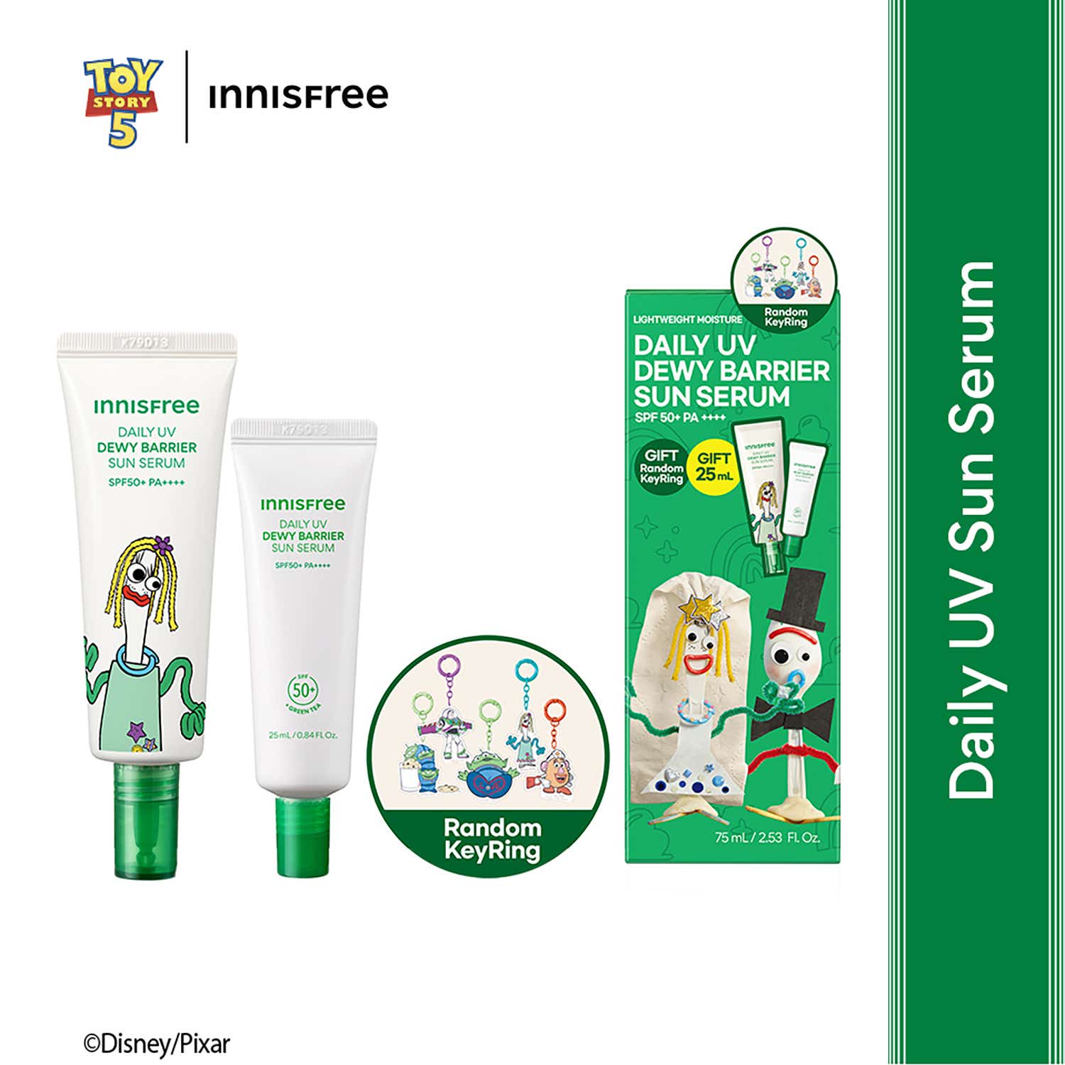 Innisfree | Innisfree Daily UV Dewy Barrier Sun Serum SPF 50+ PA++++ Set with Keychain (3 pcs)