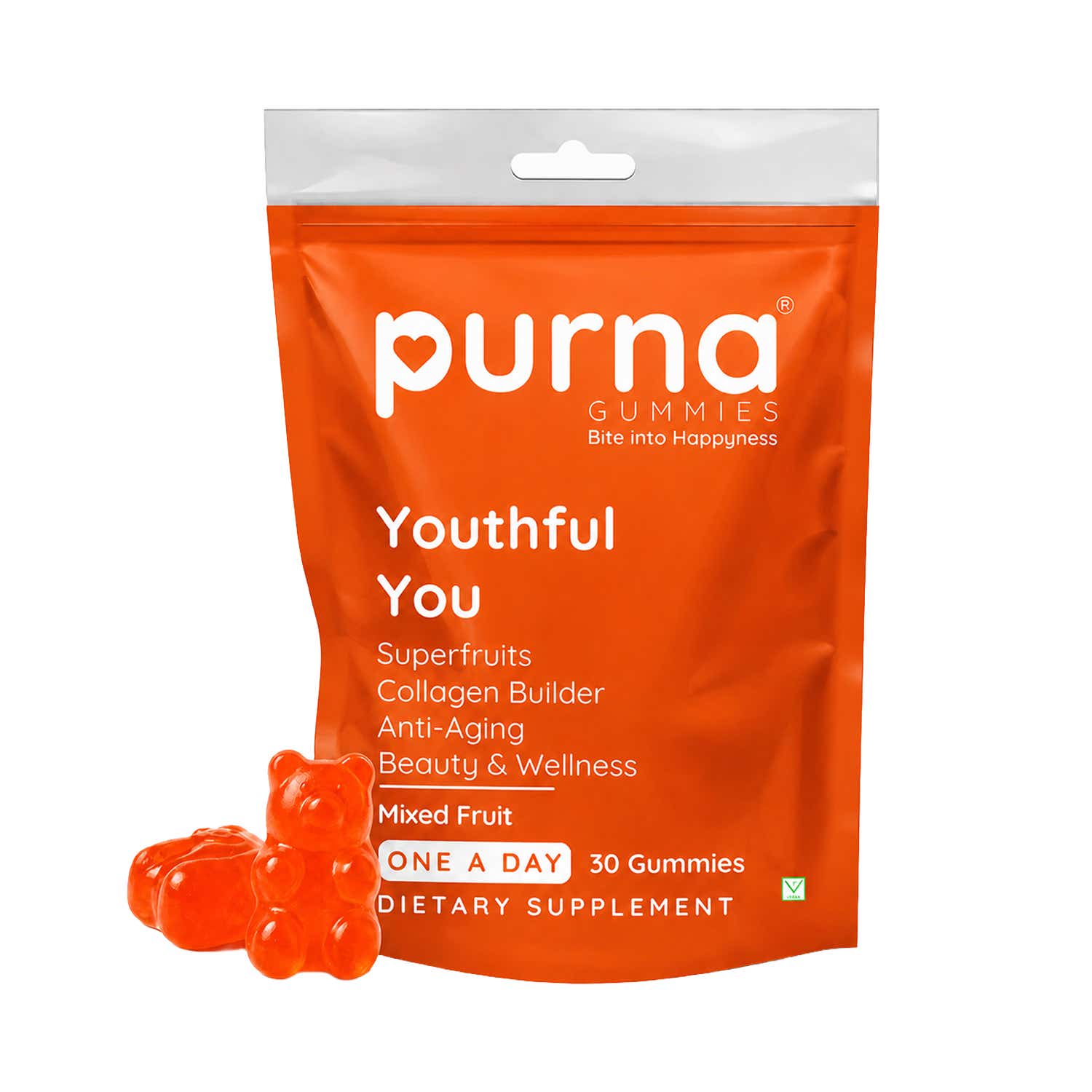 Purna Gummies | Purna Gummies Superfruits Collagen Gummies For Hair And Skin - Mixed Fruit Flavor (30 Pcs)