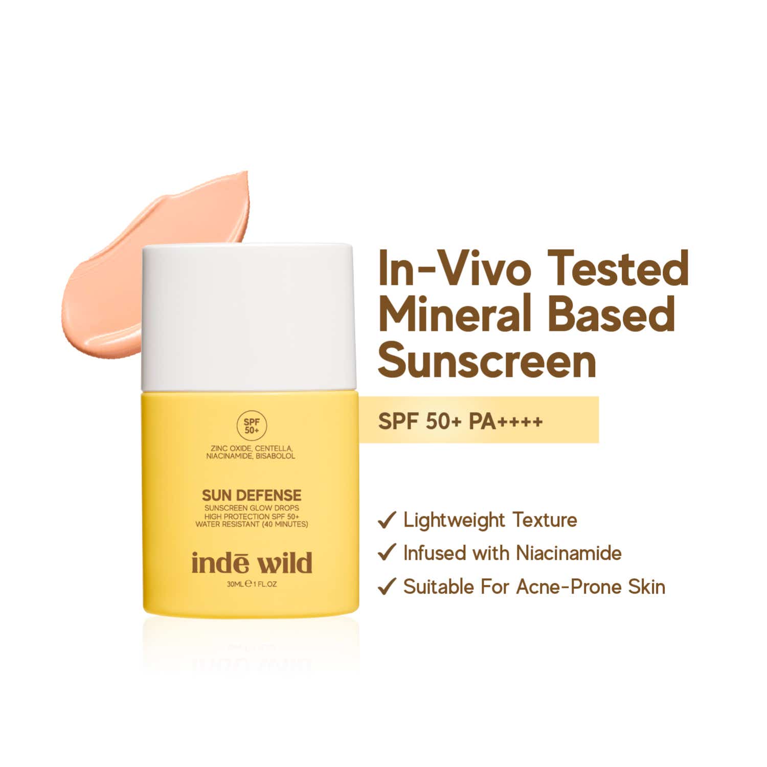 Inde Wild | Inde Wild Sun Defense Mineral Sunscreen SPF 50+ Glow Drops PA++++ (30 ml)