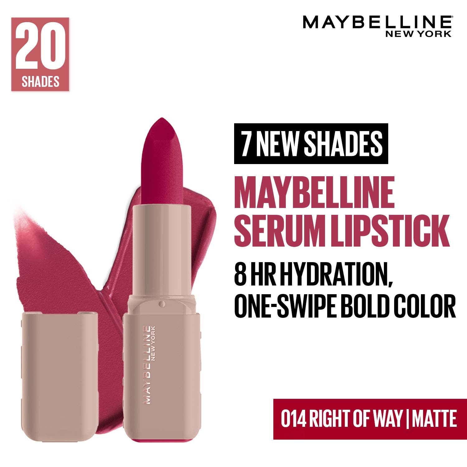 Maybelline New York | Maybelline New York Serum Lipstick Matte 1-Swipe Lush Color 8HR Hydration - Right of Way (3.4 g)