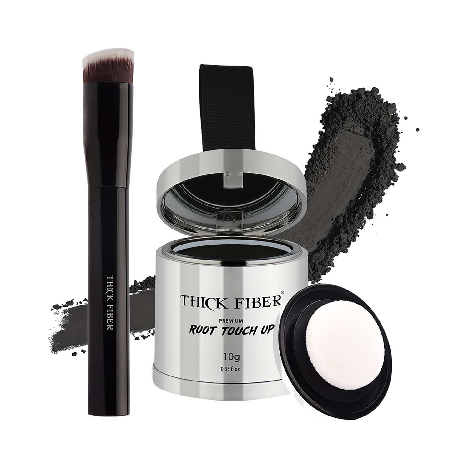 Thick Fiber | Thick Fiber Root Touch Up Powder with Brush - Black