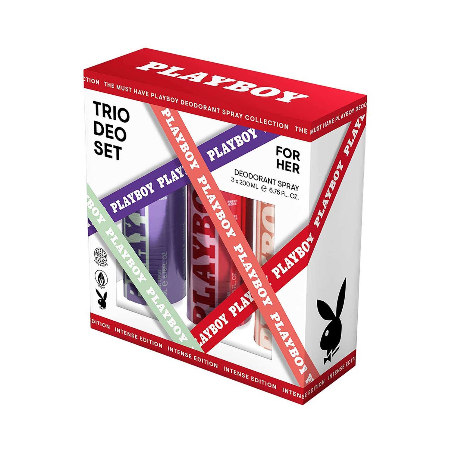 Playboy | Playboy Trio Deo Set For Women - House Of Cherry, Indigo Rush, and Jasmine Kiss (3 pcs)