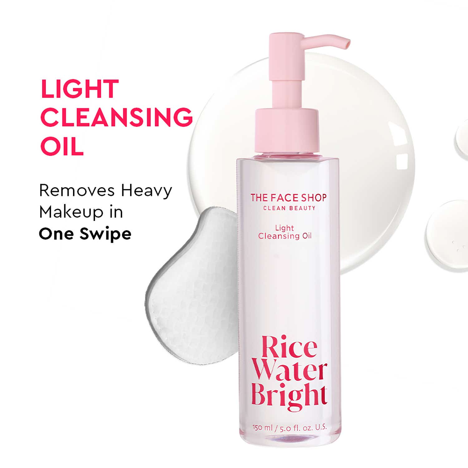 The Face Shop | The Face Shop Rice Water Bright Light Cleansing Oil - Korean Makeup Remover for heavy makeup (150 ml)