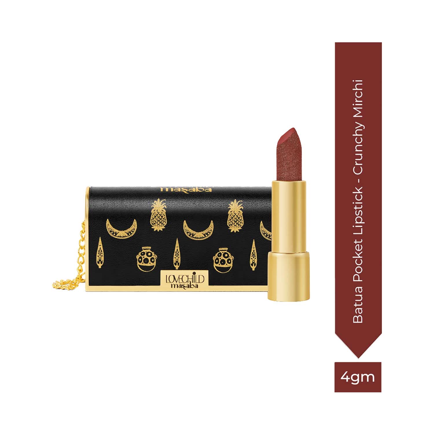 LoveChild Masaba | Lovechild Masaba Batua Pocket Lipstick Rich Satin Finish - Crunchy Mirchi (4 g)