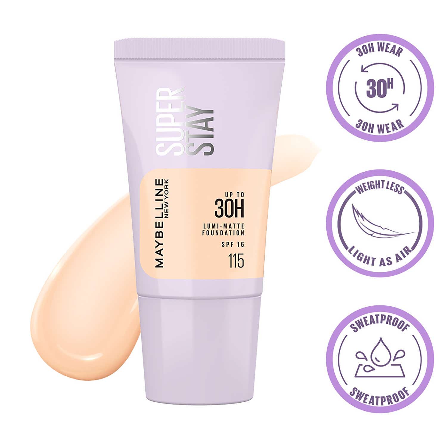 Maybelline New York | Maybelline New York Super Stay Lumi-Matte Foundation Upto 30H SPF16 - 115 (18 ml)