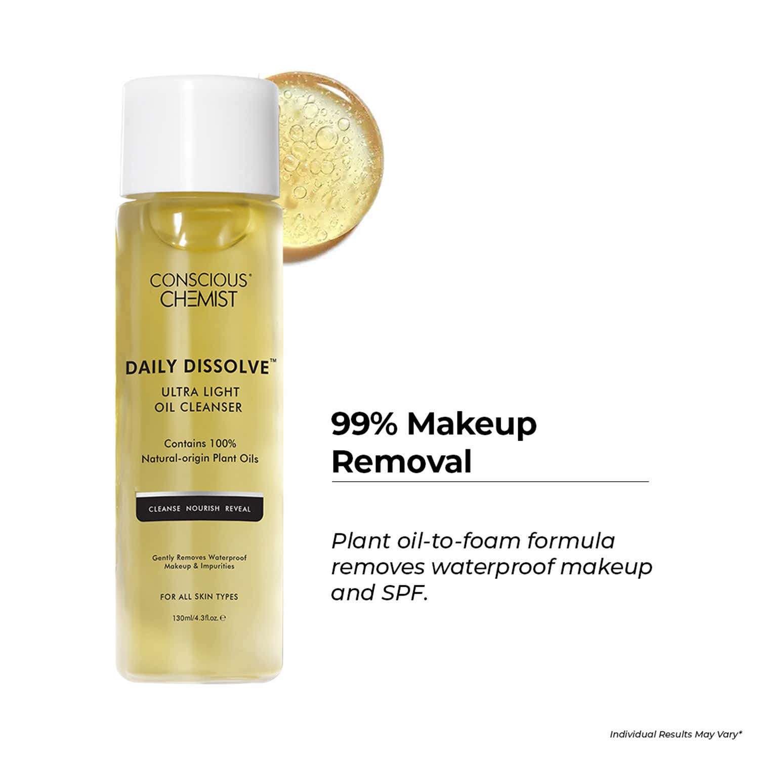 Conscious Chemist | Conscious Chemist Daily Dissolve Ultra Light Makeup Remover Oil Cleanser for All Skin Types (30ml)