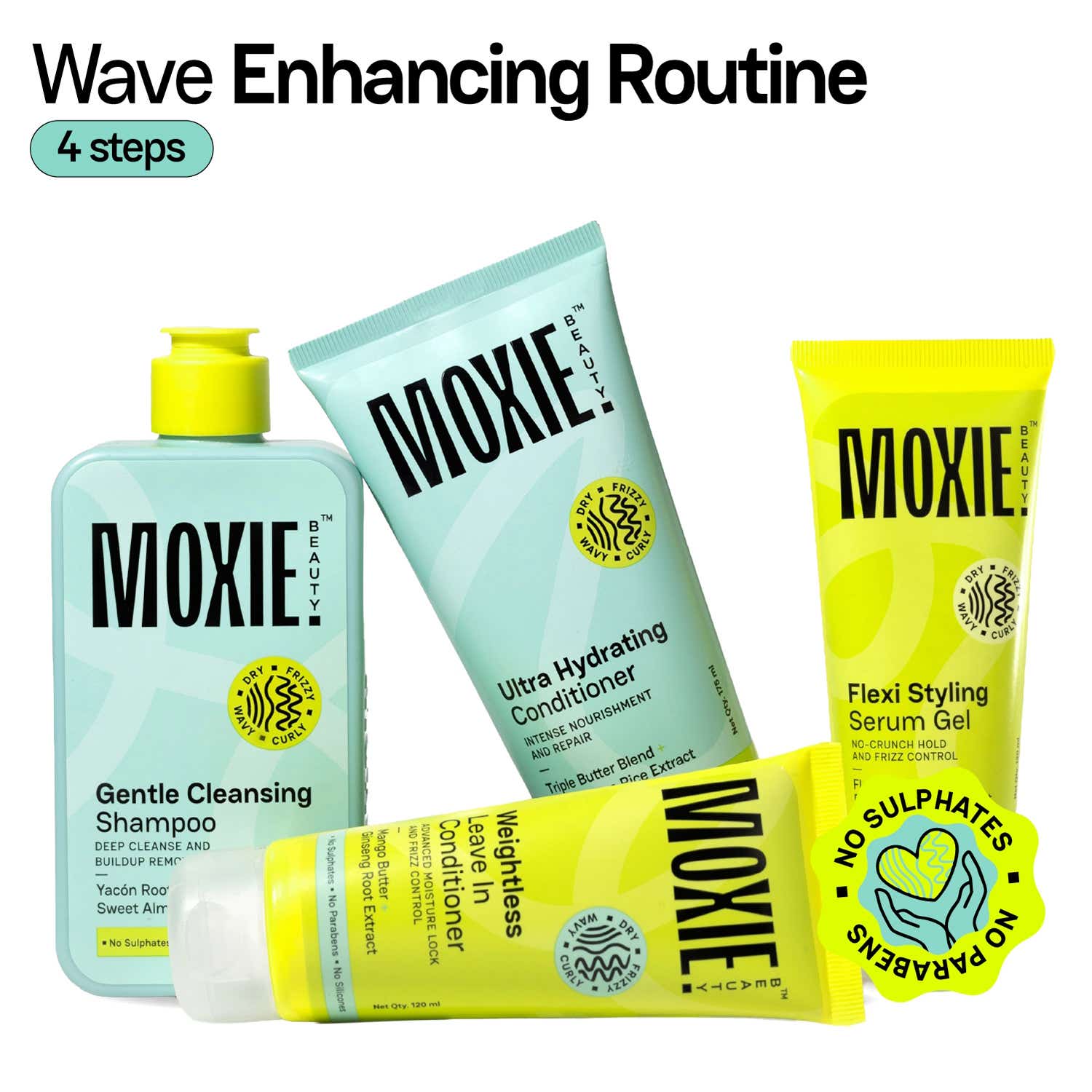 Moxie Beauty | Moxie Beauty Wavy Routine Shampoo Serum Gel Wavy Hair (4 Pcs)