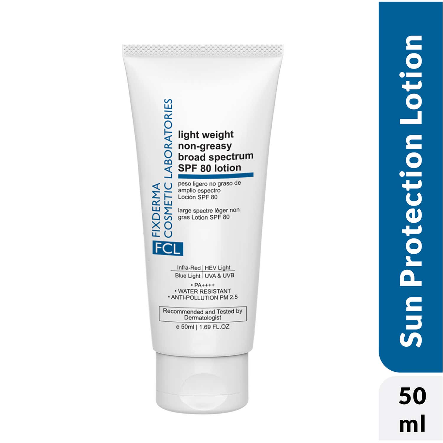FCL | Fixderma Cosmetic Laboratories Sunscreen - SPF 80 PA++++ Light Weight Non- Greasy Broad Spectrum SPF (50ml)