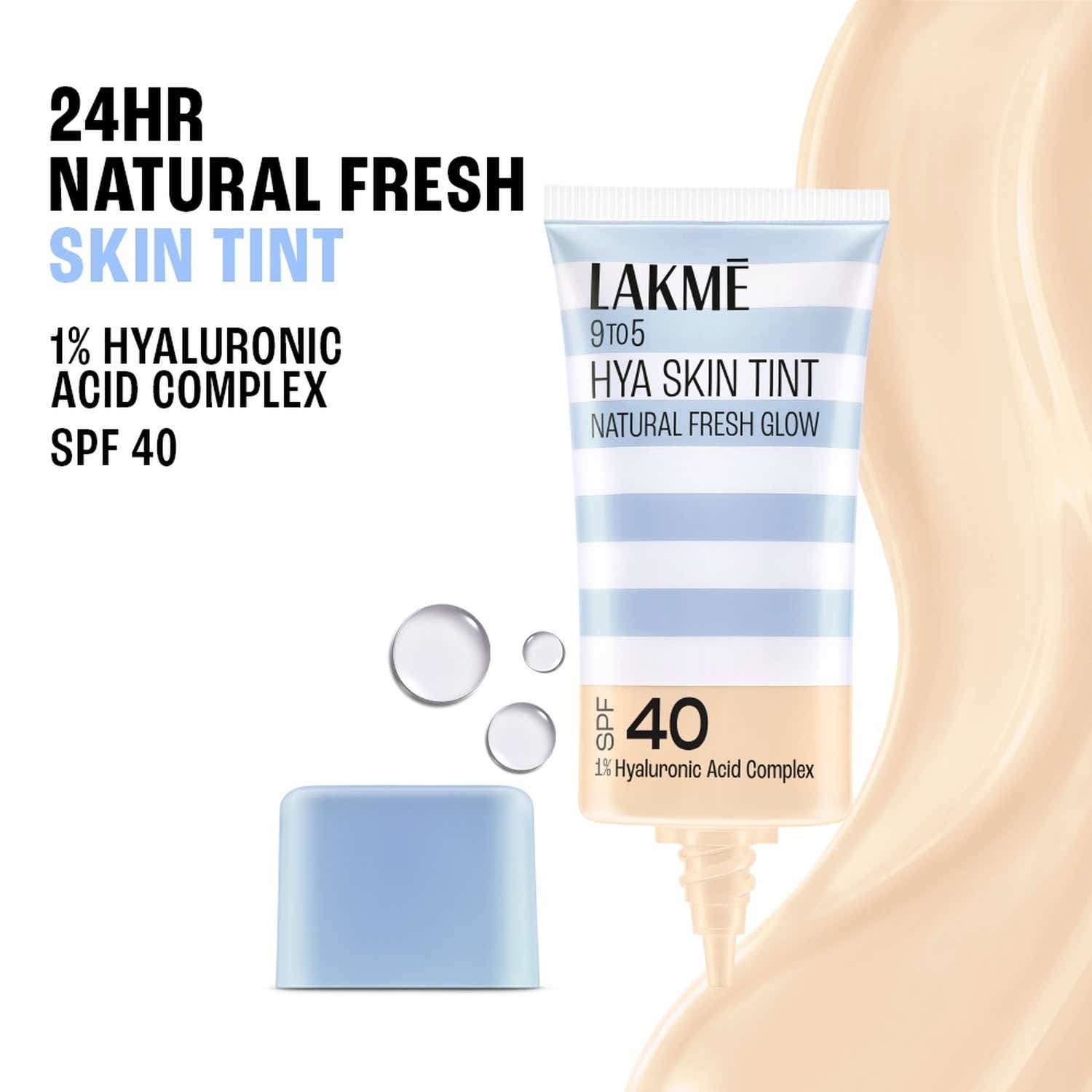 Lakme | Lakme 9 to 5 Hya Skin Tint 24Hr Fresh Glow Finish SPF40 - C100-Cool Ivory (27 ml)