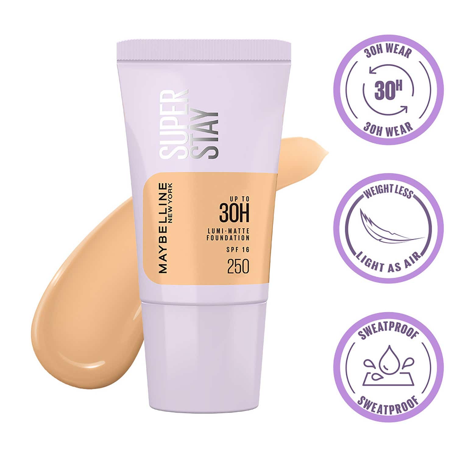Maybelline New York | Maybelline New York Super Stay Lumi-Matte Foundation Upto 30H SPF16 - 250 (18 ml)