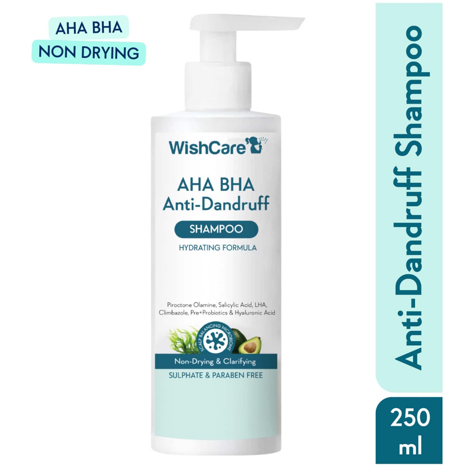 WishCare | WishCare Hydrating AHA BHA Anti Dandruff Shampoo - Piroctone Olamine Salicylic Acid LHA (250 ml)