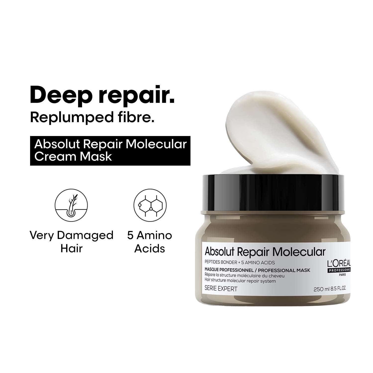 L'OREAL PROFESSIONNEL | L'OREAL PROFESSIONNEL Absolut Repair Molecular Deep Repairing Cream Mask For Very Damaged Hair (250 ml)