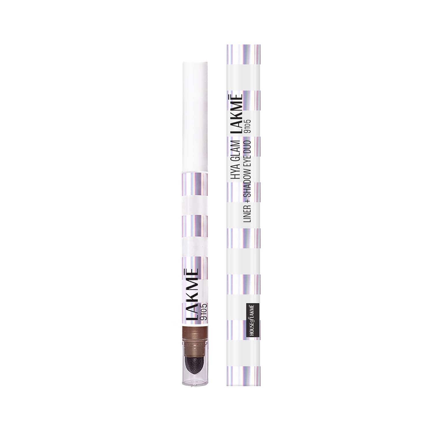 Lakme | Lakme 9To5 Hya Glam Liner + Shadow Eye Duo With Hyaluronic Acid & Vitamin E - Brown Suede (1.8 g)