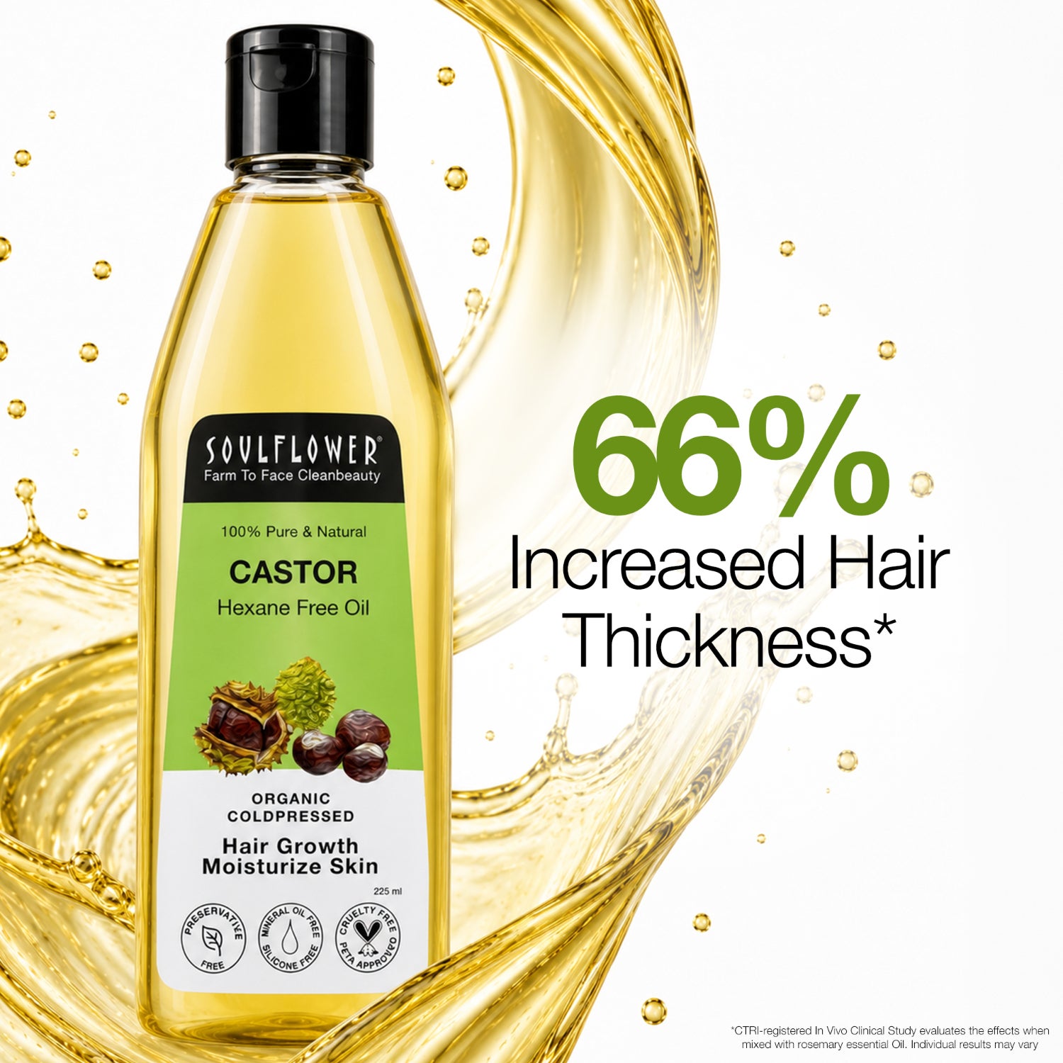 Soulflower | Soulflower Cold Pressed Castor Oil For Hair & Skin - (225ml)