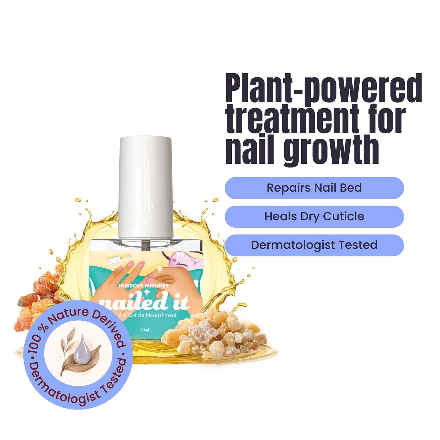 Hibiscus Monkey | Hibiscus Monkey Nailed It Nail & Cuticle Oil for Brittle, Thin & Damaged Nails, Boosts Nail (10ml)