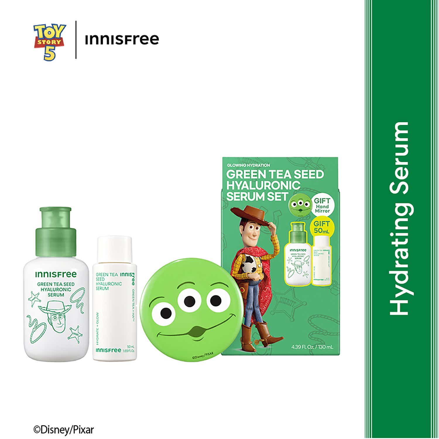Innisfree | Innisfree Green team Hyaluronic Serum Set + Free Hand Mirror (3 pcs)