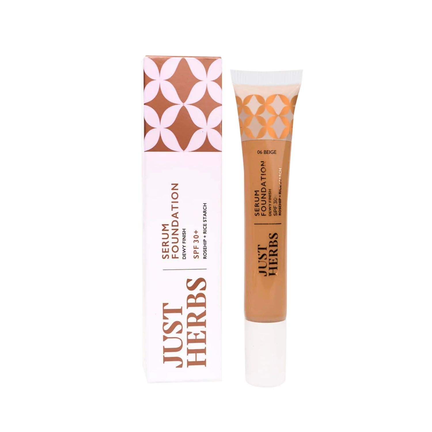 Just Herbs Serum Foundation Dewy Finish SPF 30+ With Rosehip & Rice Starch - 06 Beige (20ml)