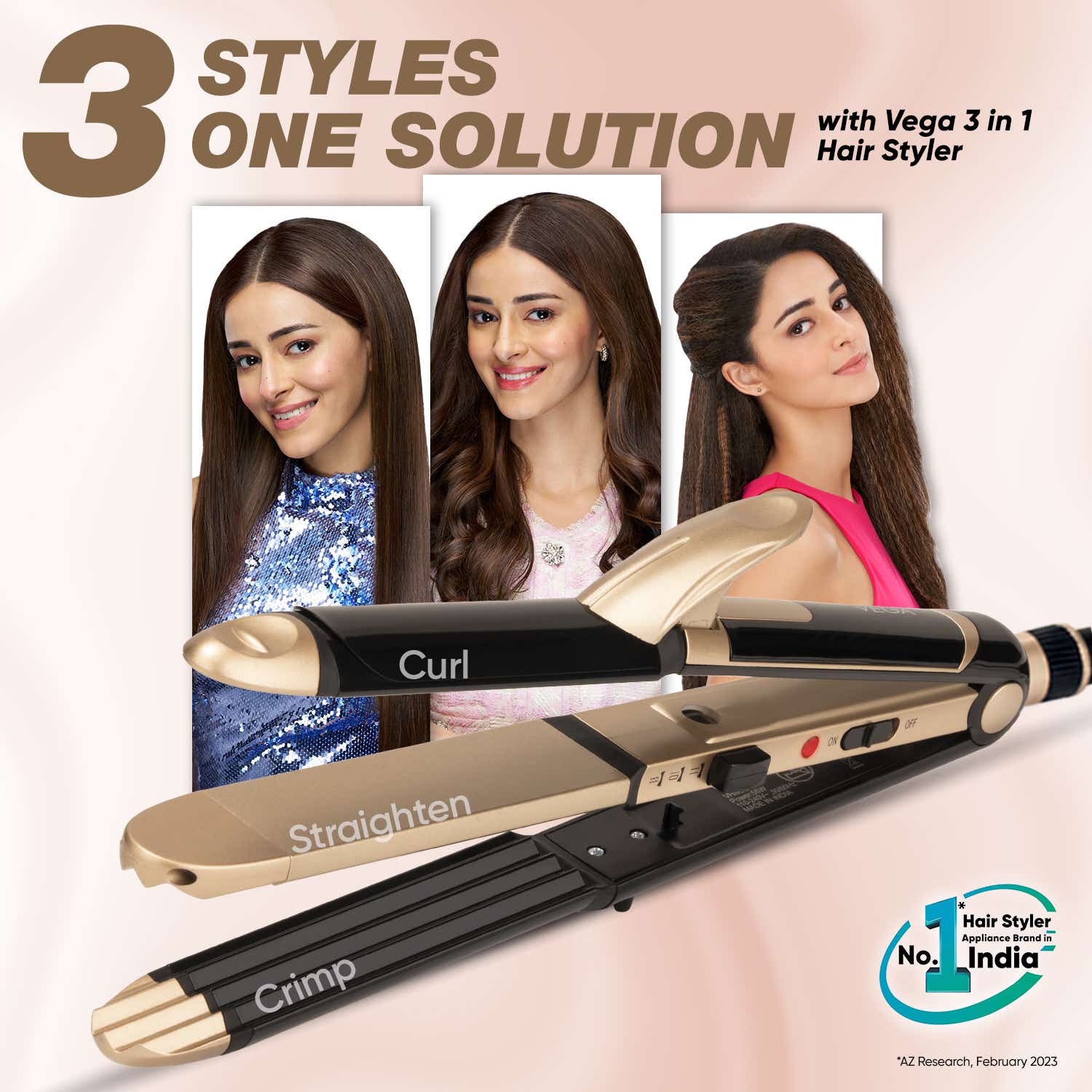 Vega 3-in-1 Hair Dryer & Straightener Combo (VGGP-10) Pack of 3 - Image 3