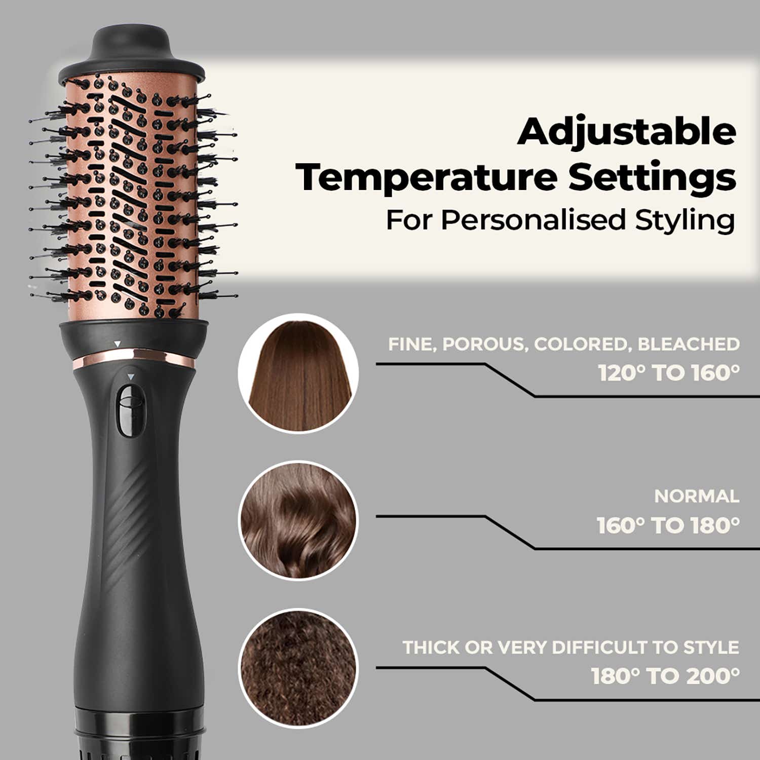 Winston 4-In-1 Hair Styling Blow Brush - Grey - Image 4