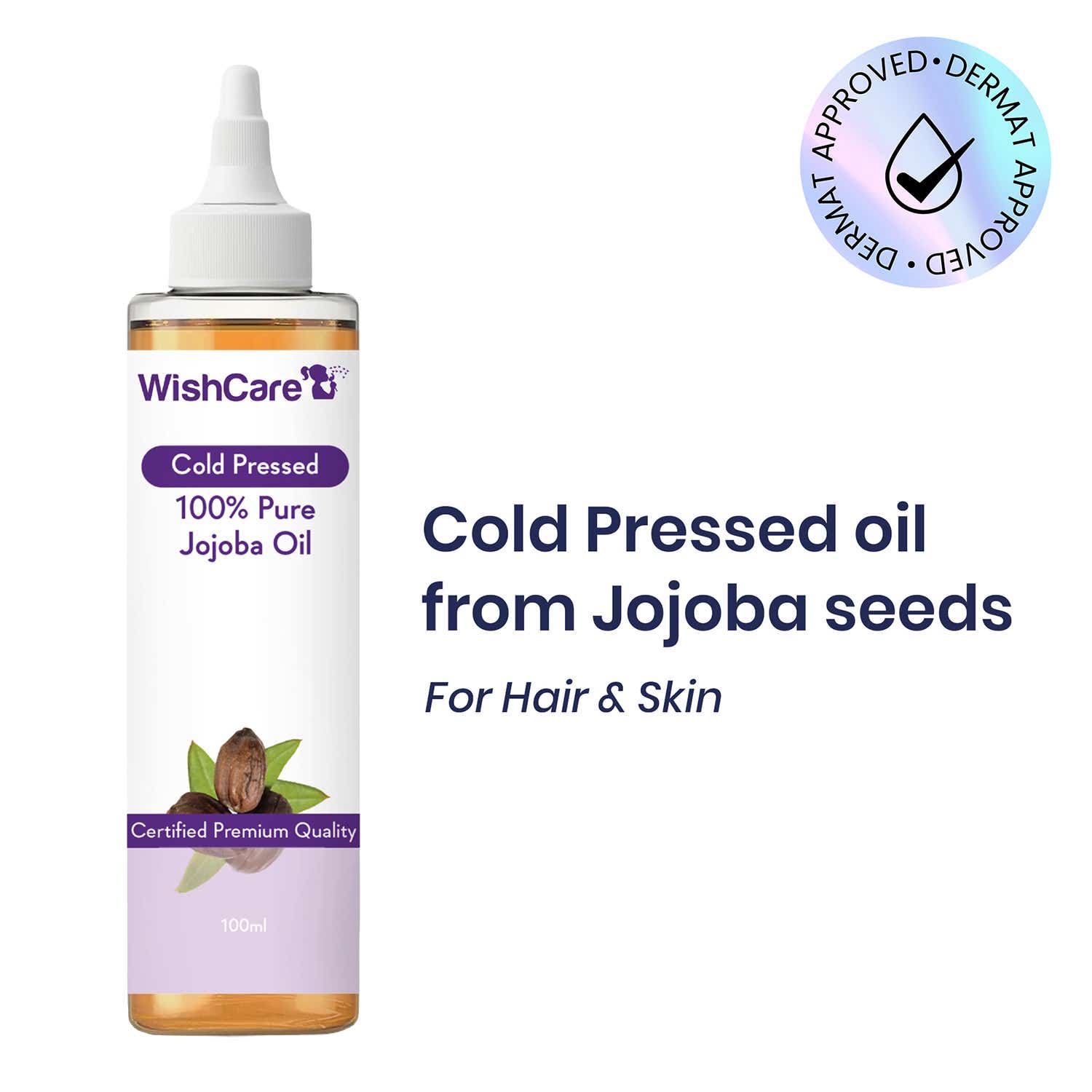 WishCare | WishCare 100% Pure Cold Pressed Unrefined Jojoba Oil for Healthy Hair & Skin (100 ml)