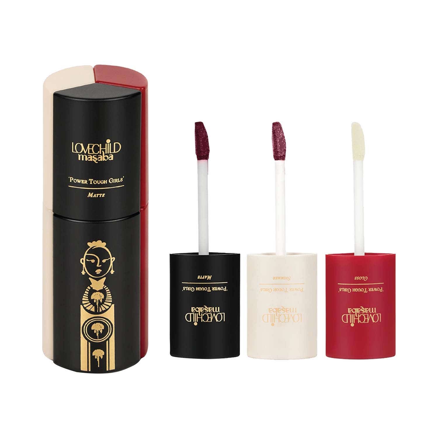 LoveChild Masaba | LoveChild Masaba Power Tough Girls 3-in-1 Lip Combo - Mighty Mauve (24 g)