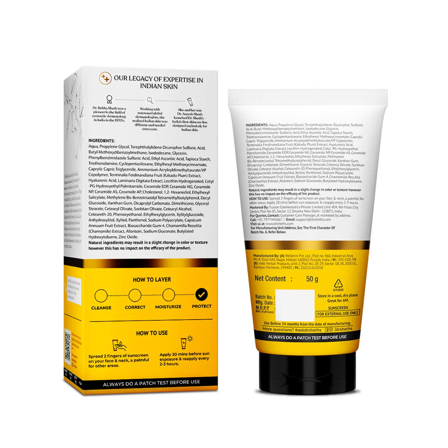 Dr. Sheth's Ceramide & Vitamin C Sunscreen SPF 50+ PA++++ (50g) - Image 12