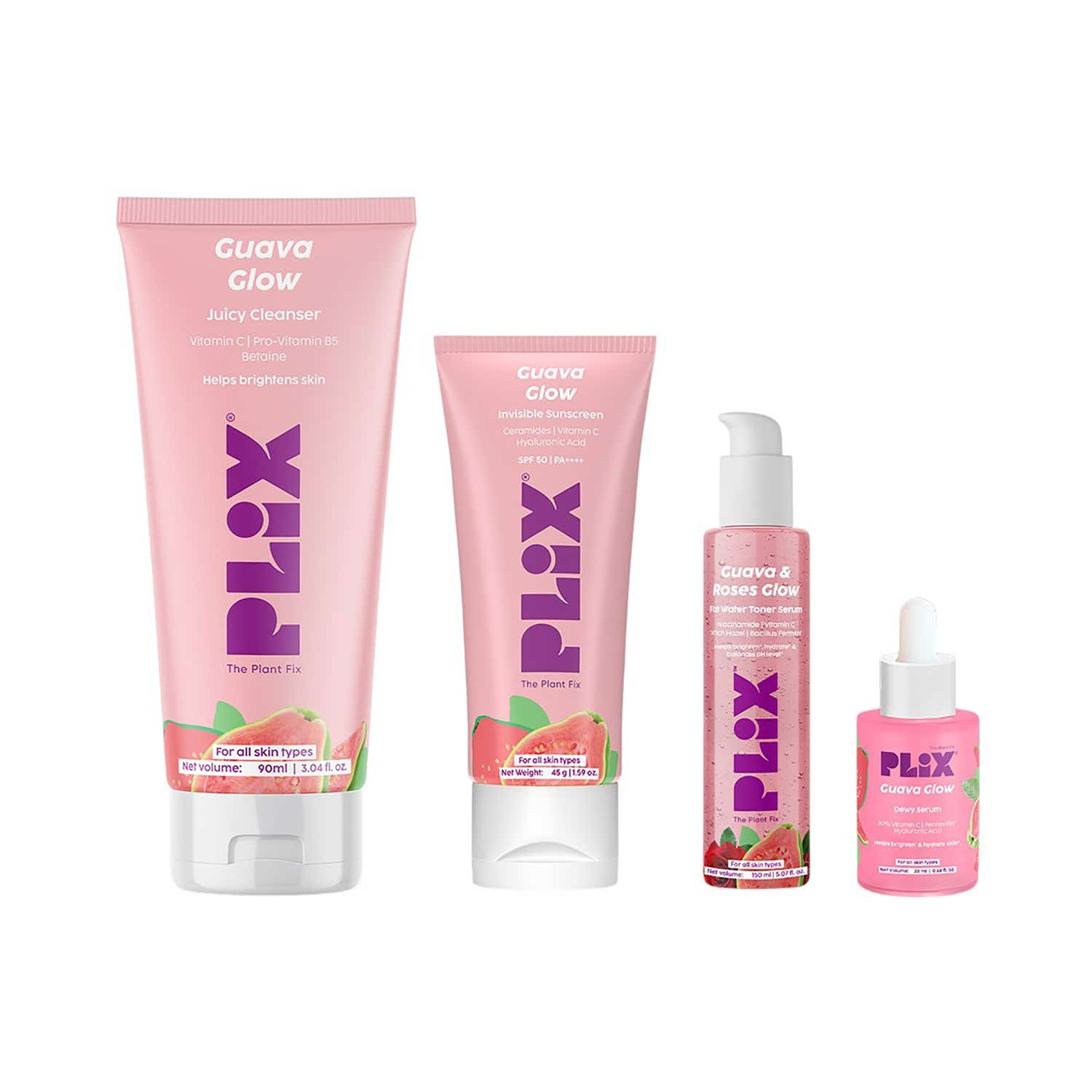 Plix | Plix Guava & Roses Regime for Bright Skin & Balanced Skin Ph (4 pcs)