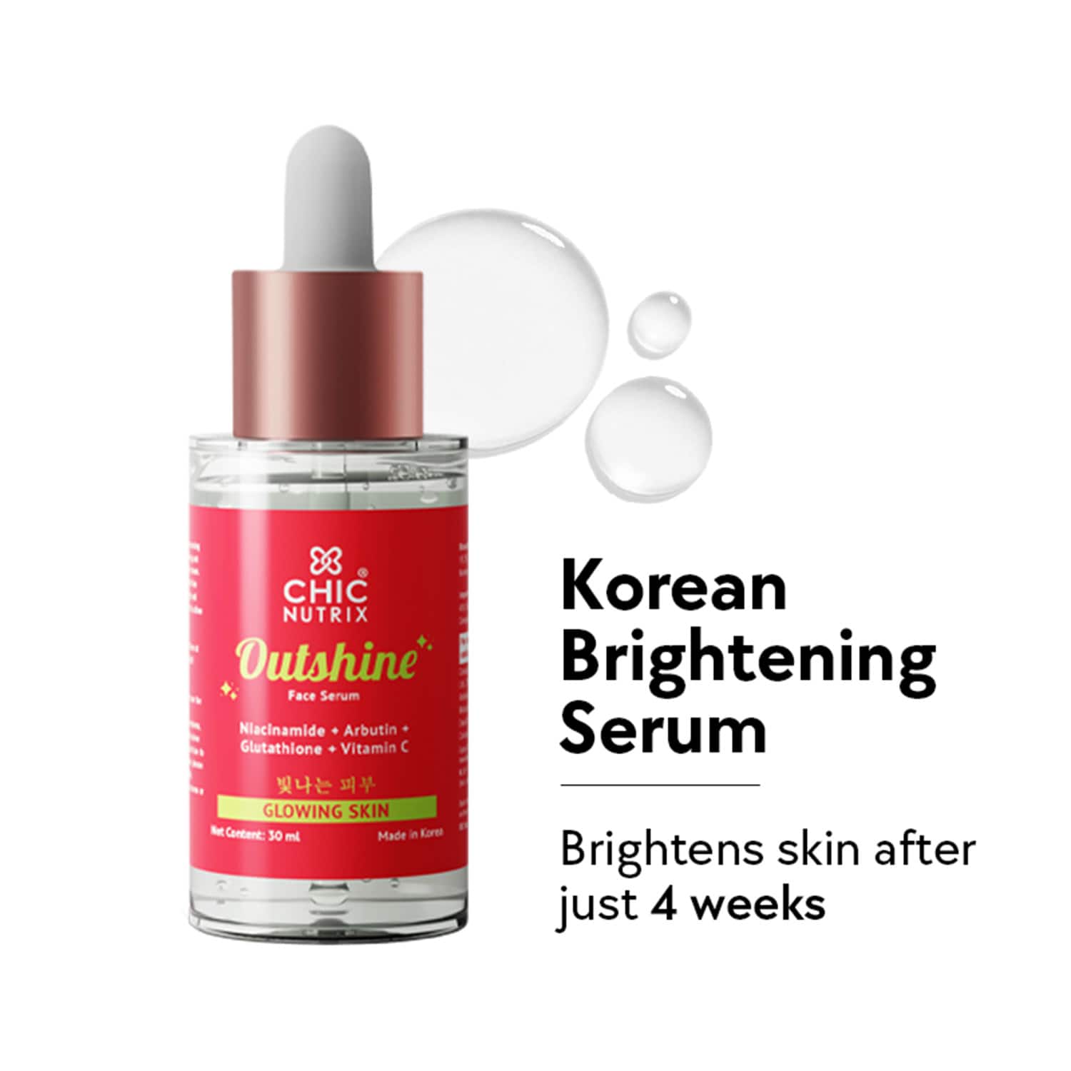 Chicnutrix | Chicnutrix Outshine Skin Glow Face Serum With Vitamin C Glutathione Arbutin & Niacinamide (30ml)