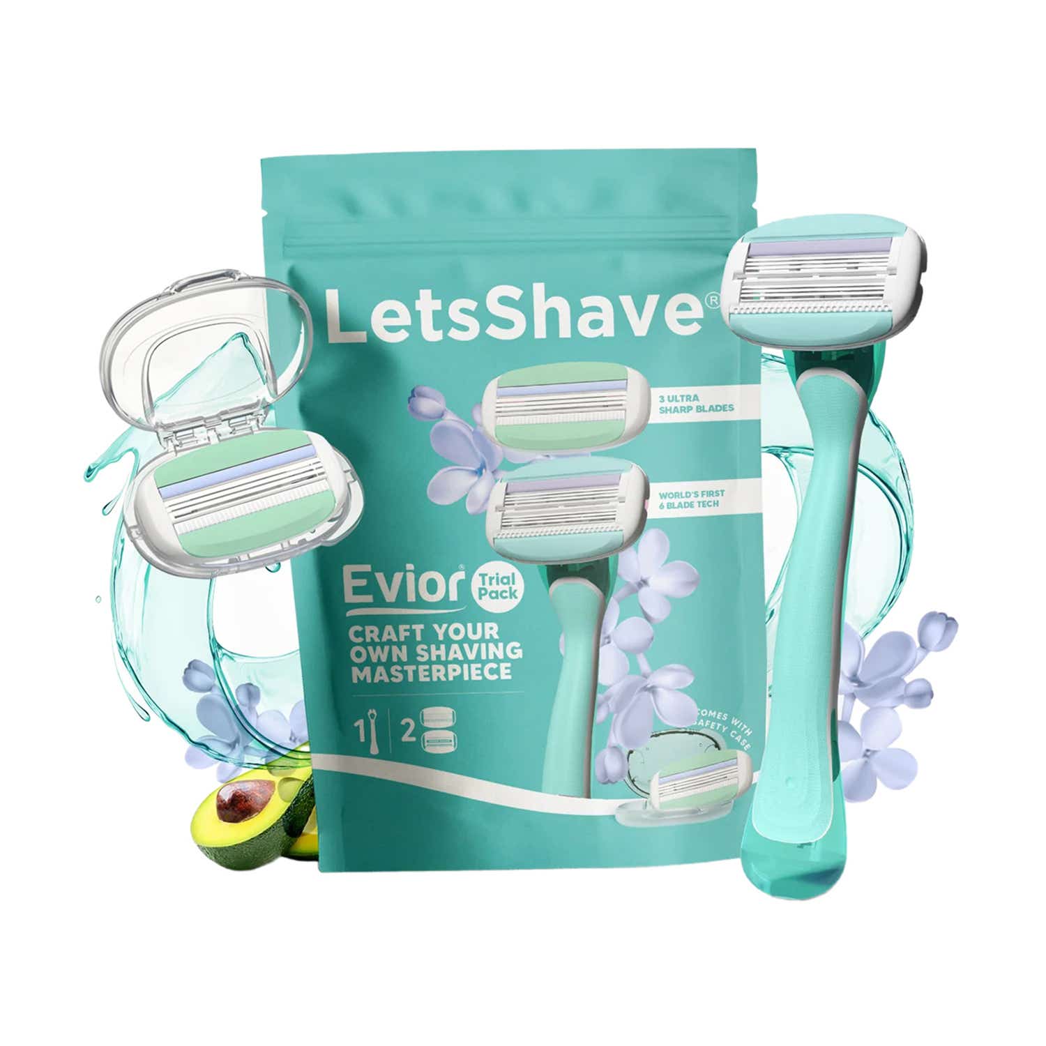 LetsShave | LetsShave Evior 6 Shaving Razor Mid-Flex Blades & Dual Moisture Bar infused for Women (1 pc)