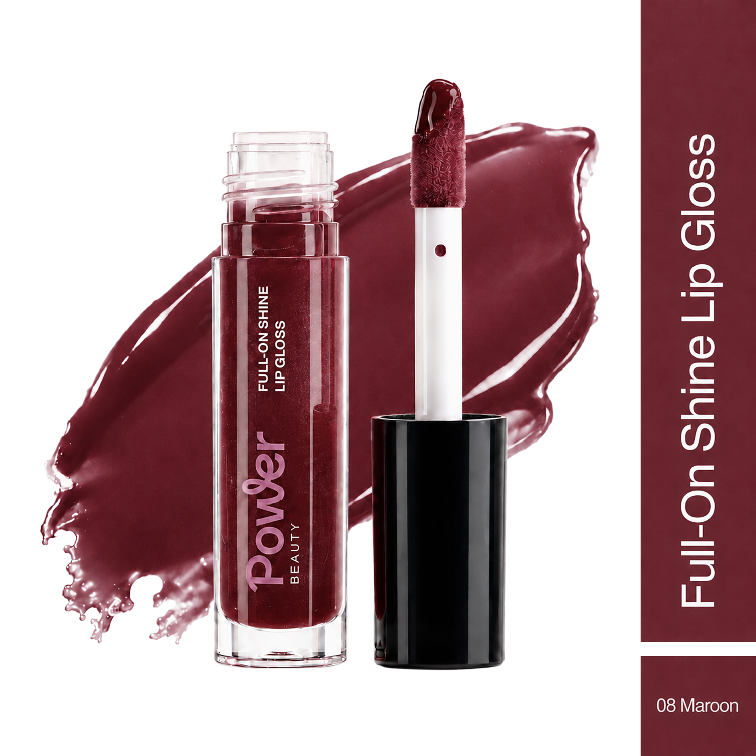 Power Beauty | Power Beauty Full-On Shine Lip Gloss - Maroon 08 (4.5 ml)
