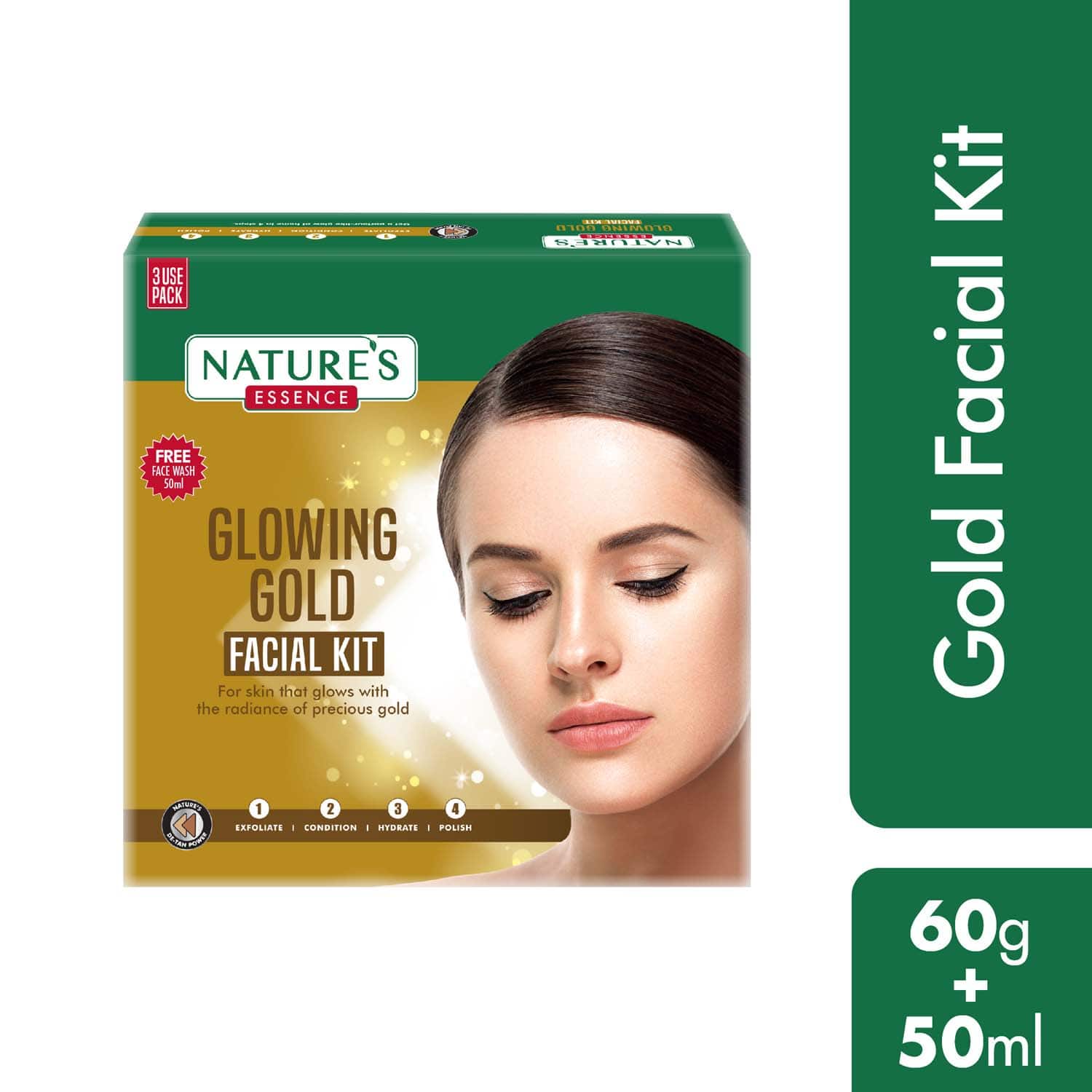 Nature s Essence Glowing Gold Facial Kit With Free Face Wash 60g