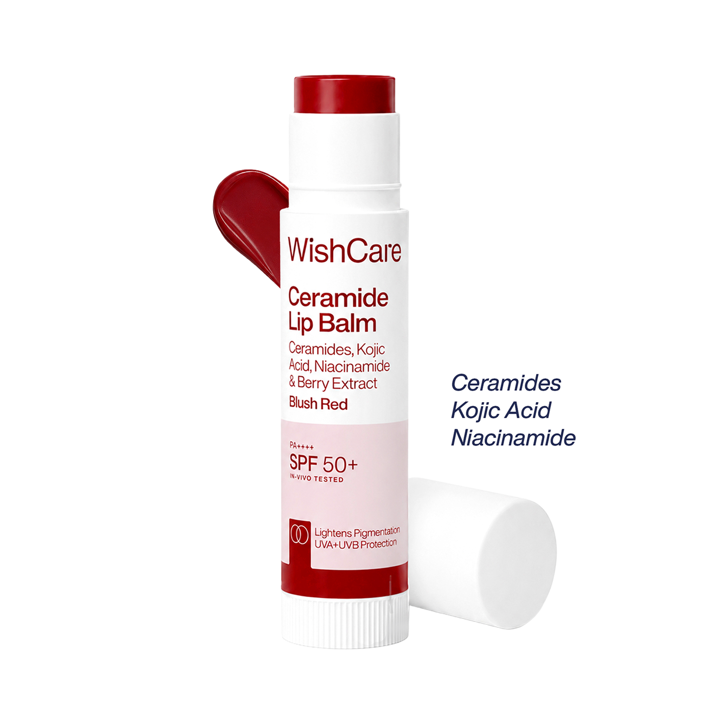 WishCare | WishCare Tinted Ceramide Lip Balm with SPF50 PA++++ Kojic Acid & Niacinamide - Blush Red (5 g)