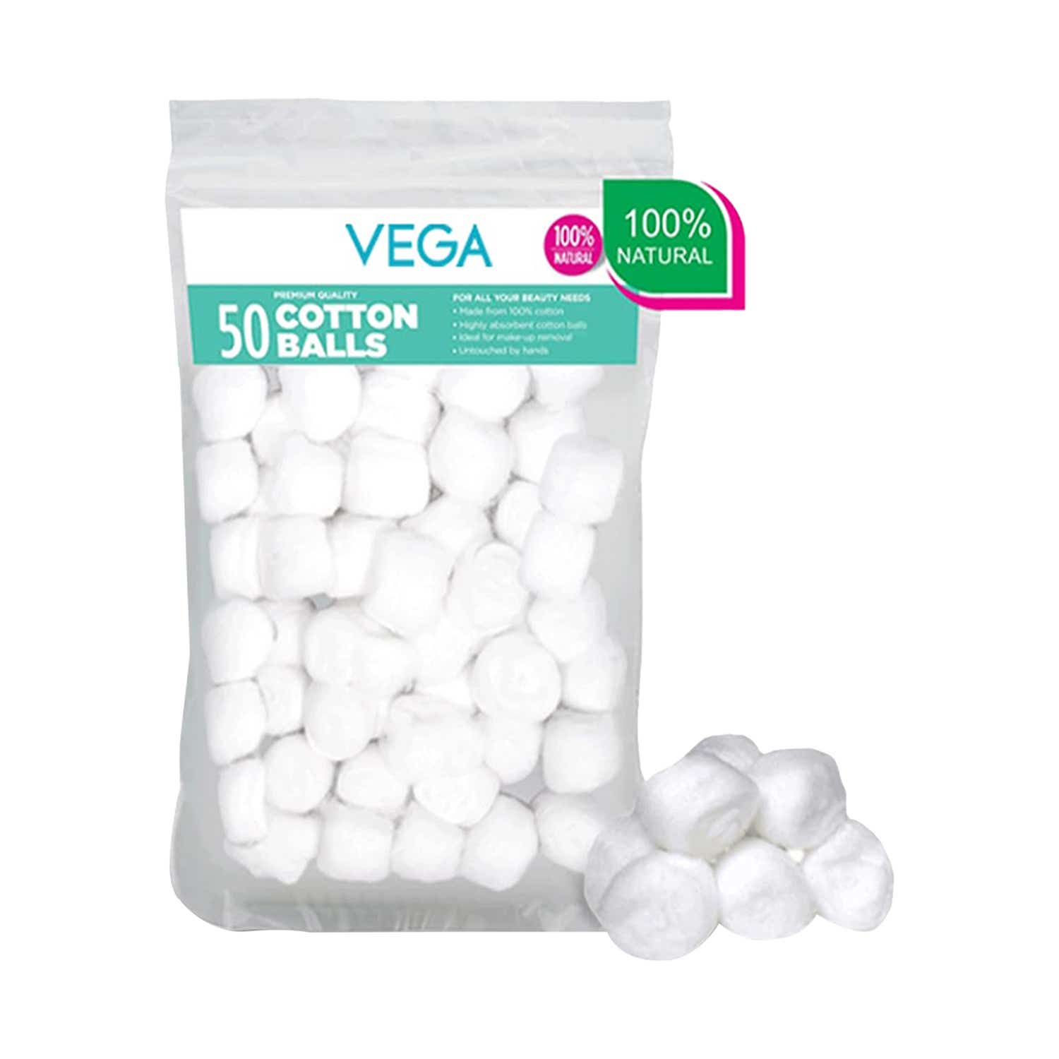 Vega | Vega Cotton Balls for Makeup Remover, Multi Purpose Use CB-01 (50 pcs)