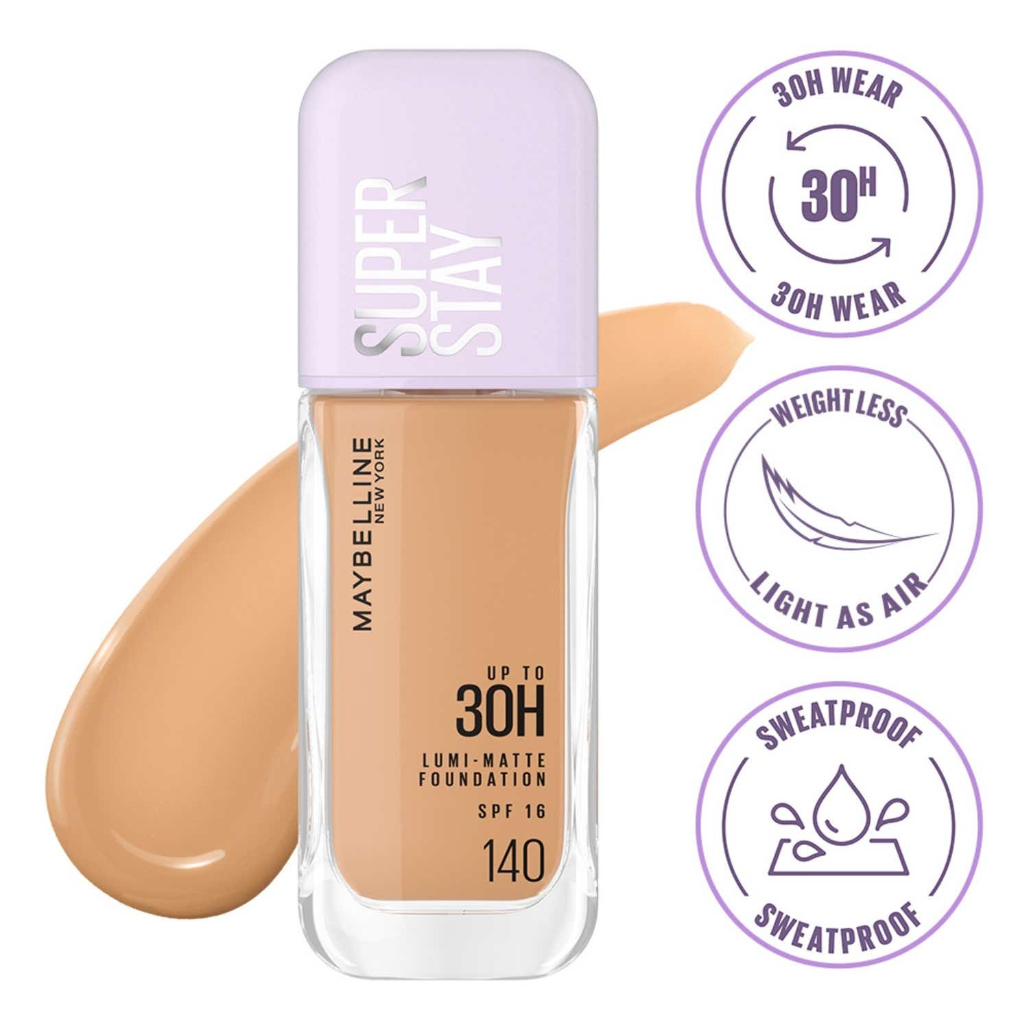 Maybelline New York | Maybelline New York Super Stay Lumi Matte Liquid Foundation 30H Longwear - 140 (35 ml)