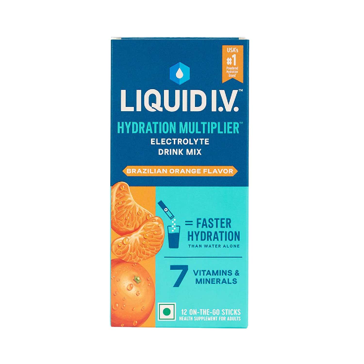 Liquid I.V. | Liquid I.V. Hydration Multiplier - Brazilian Orange Hydration Drink Mix (12 Sticks= 6 ltrs) (16 g)