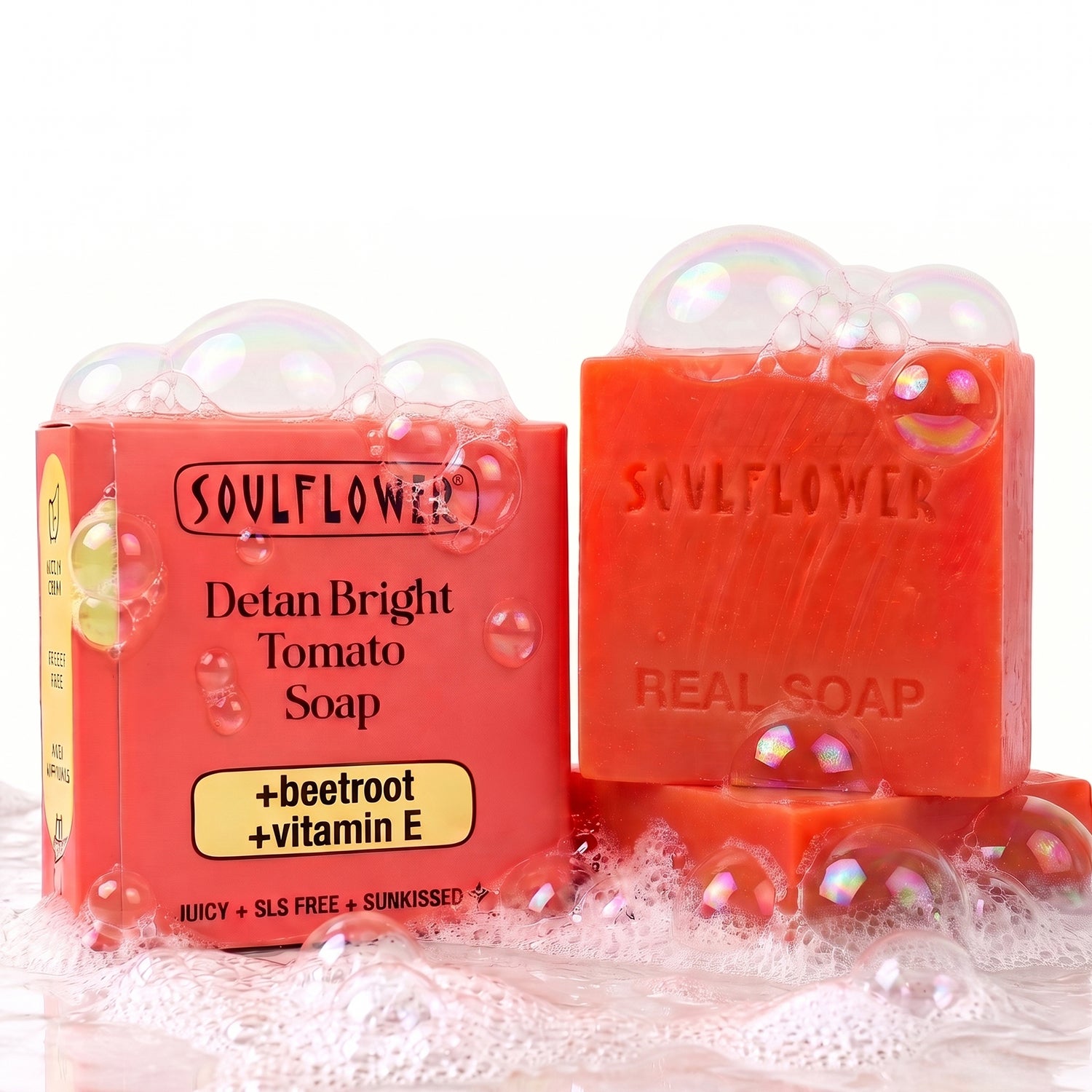 Soulflower | Soulflower Detan Bright Tomato Soap for Tan Removal & Moisturizer (100 g)