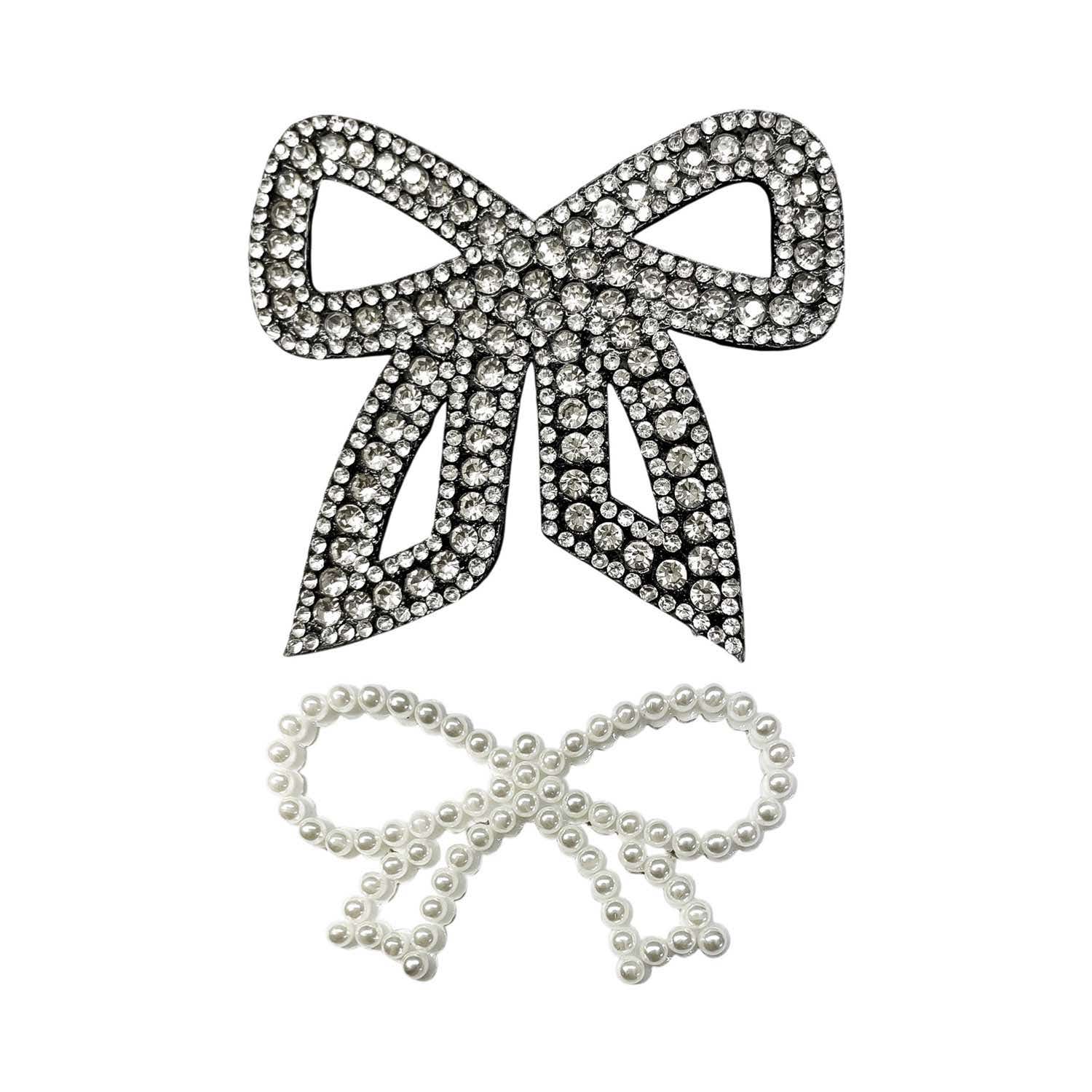 Majestique | Majestique Pearl Crystal Bow Hair Clips (2 pcs)