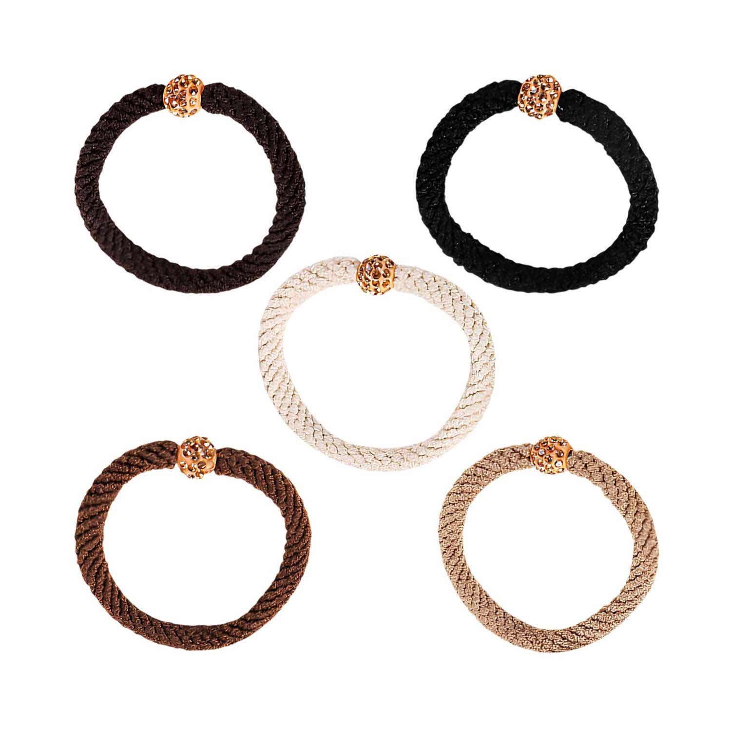 Majestique | Mjaestique Thick Woven Hair Elastics with Glitter Beads (5 pcs)