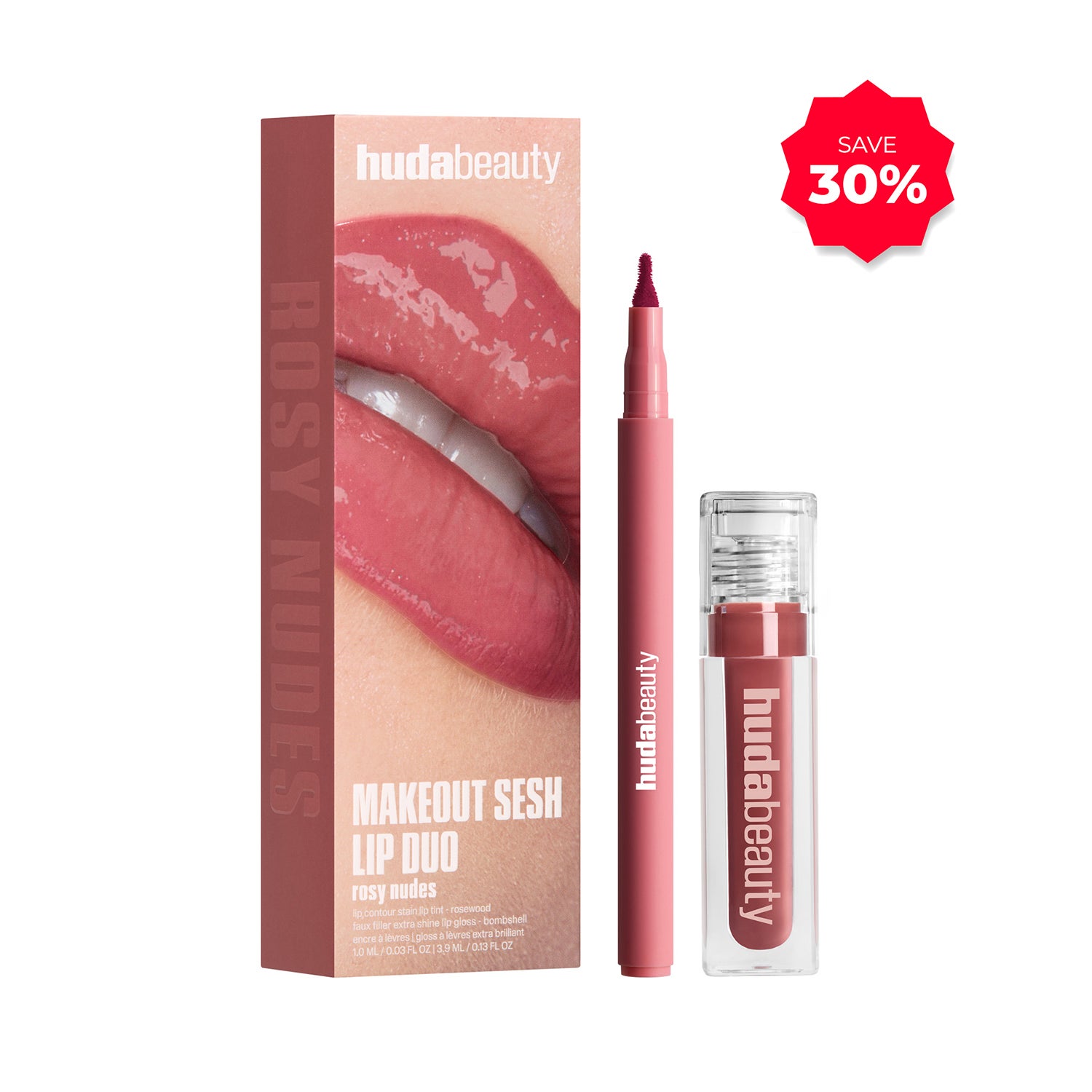 Huda Beauty | Huda Beauty Makeout Sesh Lip Duo - Rosy Nudes (2 pcs)